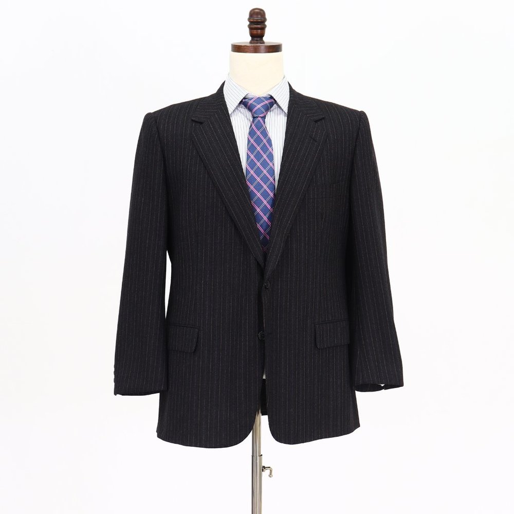 Belvest 46R Gray Stripe Wool Two Button Suit Jacket V001